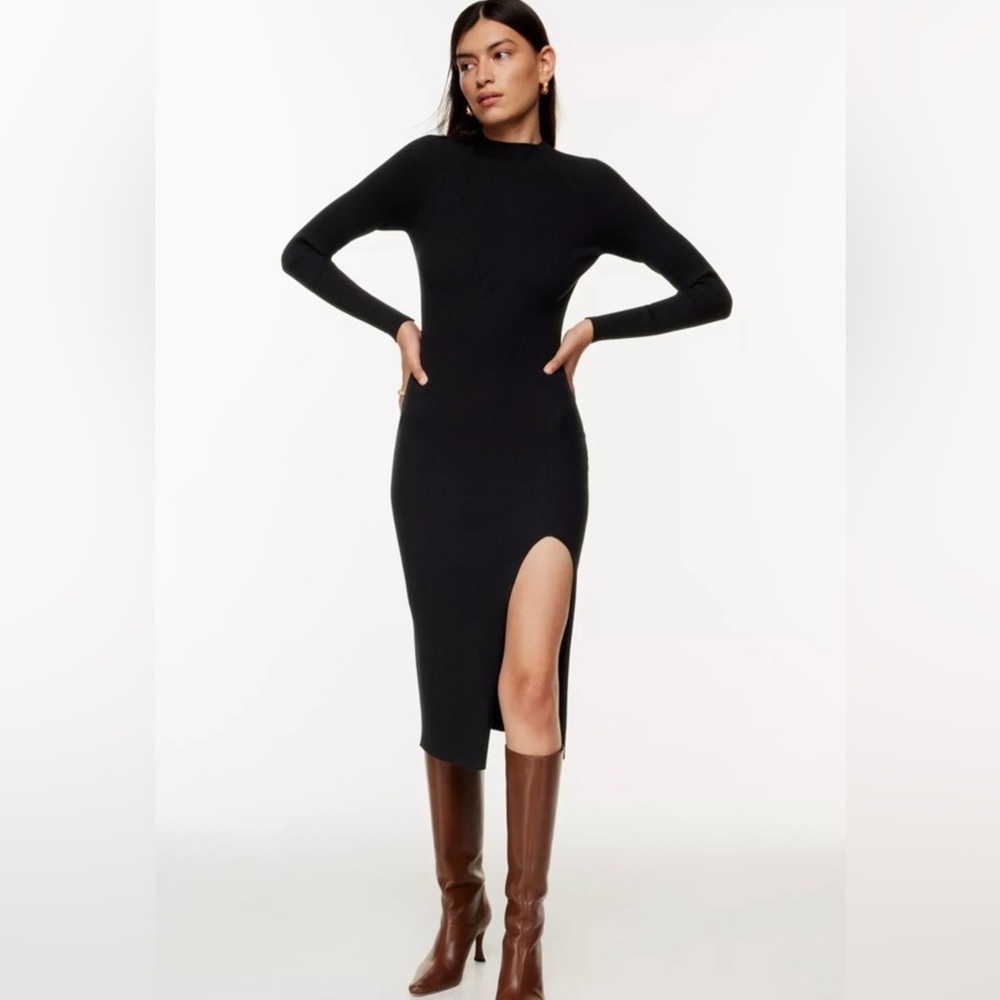 Aritzia Wilfred Alchemy Ribbed Sweater Dress with Slit - S